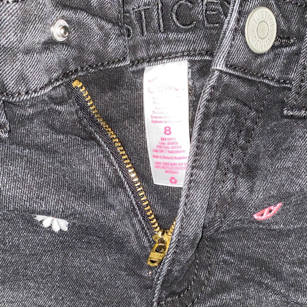 Justice • Black• Embroidered • Denim Shorts - Picture 2 of 4